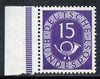Germany 1951 Posthorn 15pf violet unmounted mint marginal SG 1051