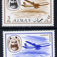 Ajman 1967 Airliners (4Dh & 5R from Transport perf set of 14) unmounted mint Mi 130 & 139*