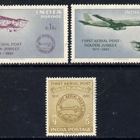 India 1961 First Official Airmail Flight Anniversary set of 3 unmounted mint, SG 434-36