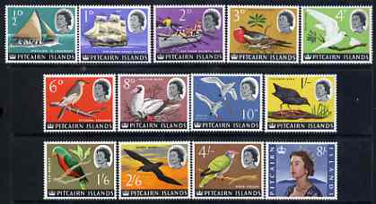 Pitcairn Islands 1964-65 QEII Birds & Ships definitive set of 13 values complete 1/2d to 8s unmounted mint, SG 36-48