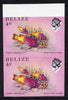 Belize 1984-88 Fairy Basslet 4c def in unmounted mint imperf pair showing superb 2mm shift of black (as SG 769) very fine double variety