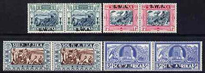 South West Africa 1938 KG6 Voortrekker Centenary Memorial Fund set of 8 (4 horiz se-tenant pairs) lightly mounted mint SG 105-108