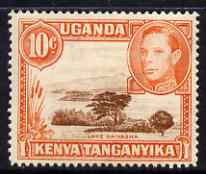 Kenya, Uganda & Tanganyika 1938-54 KG6 Lake Naivasha 10c red-brown & orange (perf 14) very fine lightly mounted mint SG 134b