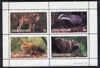 Staffa 1981 Animals #1 (Fox, Badger, etc) perf,set of 4 values (10p to 75p) unmounted mint