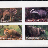 Staffa 1981 Animals #1 (Fox, Badger, etc) imperf,set of 4 values (10p to 75p) unmounted mint