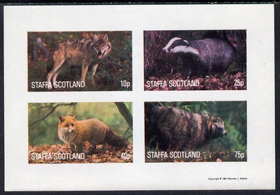 Staffa 1981 Animals #1 (Fox, Badger, etc) imperf,set of 4 values (10p to 75p) unmounted mint