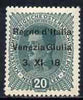 Italy - Venezia Giulia 1918 Austrian 20h dark green with 'no stop after 18' variety mtd mint, SG 37var