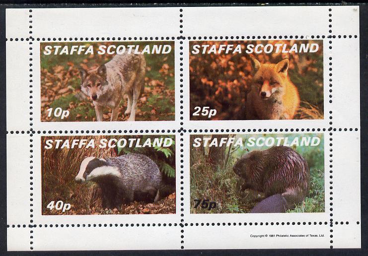 Staffa 1981 Animals #2 (Fox, Badger, Wolf & Beaver) perf,set of 4 values (10p to 75p) unmounted mint