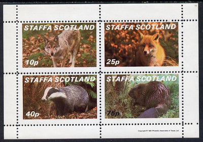 Staffa 1981 Animals #2 (Fox, Badger, Wolf & Beaver) perf,set of 4 values (10p to 75p) unmounted mint
