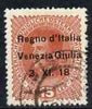 Italy - Venezia Giulia 1918 Austrian 15h red-brown with 'no stop after 18' variety fine used, SG 36var