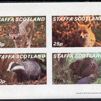 Staffa 1981 Animals #2 (Fox, Badger, Wolf & Beaver) imperf,set of 4 values (10p to 75p) unmounted mint