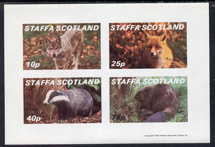 Staffa 1981 Animals #2 (Fox, Badger, Wolf & Beaver) imperf,set of 4 values (10p to 75p) unmounted mint
