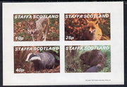 Staffa 1981 Animals #2 (Fox, Badger, Wolf & Beaver) imperf,set of 4 values (10p to 75p) unmounted mint
