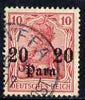 German PO's in Turkish Empire 1905-12 Germania 20pa on 10pf wmk Lozenges fine used SG 48