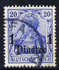 German PO's in Turkish Empire 1905-12 Germania 1pi on 20pf wmk Lozenges fine used SG 49