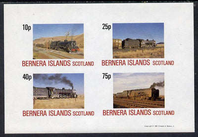 Bernera 1981 Steam Locos #02 imperf,set of 4 values (10p to 75p) unmounted mint