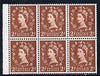 Great Britain 1955-58 Wilding 2d Edward wmk booklet pane of 6, one stamp with Daffodil flaw, lightly mtd mint SG spec SB78c