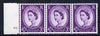 Great Britain 1955-58 Wilding 3d Edward wmk marginal strip of 3, one stamp with 'Flaw on left edge of central Cross' (cyl 10 dot R18/3) unmounted mint