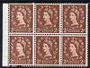 Great Britain 1955-58 Wilding 2d Edward wmk booklet pane of 6 inv wmk, one stamp with 'D for P' variety, lightly mtd mint SG spec SB78ac