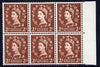 Great Britain 1958-65 Wilding Crowns 2d marginal block of 6, one stamp showing 'white face & diadem' (ex cyl 25 no dot R4/11) unmounted mint, unlisted by a very good variety