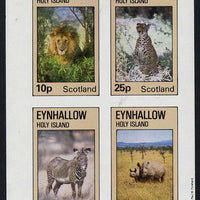 Eynhallow 1981 Animals #01 (Lion, Rhino, Zebra) imperf,set of 4 values (10p to 75p) unmounted mint