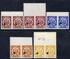 Peru 1938(?) Essays 10c to 50sol in imperf pairs with Waterlow & Sons security punctures (inscr Impuesto Joyeria Ley 8313) fair to fine, 10 proofs
