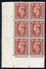 Great Britain 1950-52 KG6 2d pale red-brown corner block of 6 with cyl 72 no dot unmounted mint cat £15