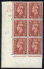 Great Britain 1941-42 1.5d pale red-brown corner block of 6 with cyl 179 no dot (Q45) unmounted mint cat £15