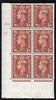 Great Britain 1941-42 1.5d pale red-brown corner block of 6 with cyl 192 dot unmounted mint cat £15