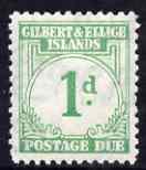 Gilbert & Ellice Islands 1940 KG6 Postage Due 1d emerald unmounted mint, SG D1 cat £13