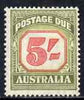 Australia 1953-59 Postage Due 5s very lightly mounted, SG D131