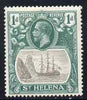 St Helena 1922-37 KG5 Badge Script 1d single with variety '11th line of shading broken to right of mizzen mast and rope broken at top of mizzen peak' (stamp 32) mtd mint SG 98var