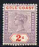 Gold Coast 1898-1902 QV CA 2d very fresh mounted mint, SG 27b
