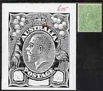Australia 1914-24 KG5 1/2d green mounted mint single showing flaw in frame above AL of Australia