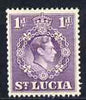 St Lucia 1938-48 KG6 1d violet perf 14.5 x 14 unmounted mint SG 129