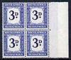 South Africa 1948-49 Postage Due 3d marginal block of 4 unmounted mint, SG D37
