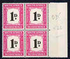 South Africa 1948-49 Postage Due 1d marginal block of 4 unmounted mint, SG D35