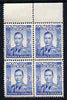 Southern Rhodesia 1937 KG6 def 9d pale blue unmounted mint marginal block of 4, SG46