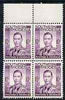 Southern Rhodesia 1937 KG6 def 10d purple unmounted mint marginal block of 4, SG47