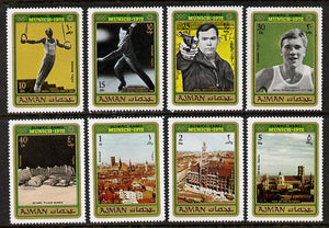 Ajman 1971 Munich Olympics perf set of 8 unmounted mint, Mi 693-700A