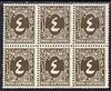 Egypt 1927-56 Postage Due 4m sepia unmounted mint block of 6 SG D176
