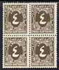 Egypt 1927-56 Postage Due 4m sepia unmounted mint block of 4 SG D176