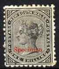New South Wales 1882-1897 1s black perf 10x12 overprinted SPECIMEN in red without gum, SG 237bs