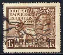Great Britain 1924 KG5 Wembley Exhibition 1.5d brown fine used with Wembly postmark, SG431