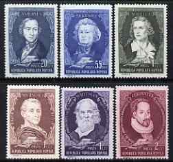 Rumania 1955 Literary Anniversaries perf set of 6 unmounted mint, SG 2413-18