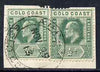 Gold Coast 1907-13 KE7 MCA 1/2d horiz pair on piece with APPAM double ring cds of NO 29 13 (ex Ken McRae) SG 59