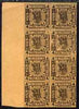 Germany - Bergedorf 1861-67 4s imperf forgey block of 8 (2x4) unused, some surface damaged but most attractive with FALSE printed on back of each, as SG 8