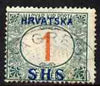 Yugoslavia - Croatia 1918 Postage Due 1f with Hrvatska SHS opt good used SG D85
