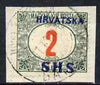 Yugoslavia - Croatia 1918 Postage Due 2f with Hrvatska SHS opt fine cds used on piece SG D86