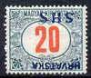 Yugoslavia - Croatia 1918 Postage Due 20f with Hrvatska SHS opt inverted mounted mint SG D90var